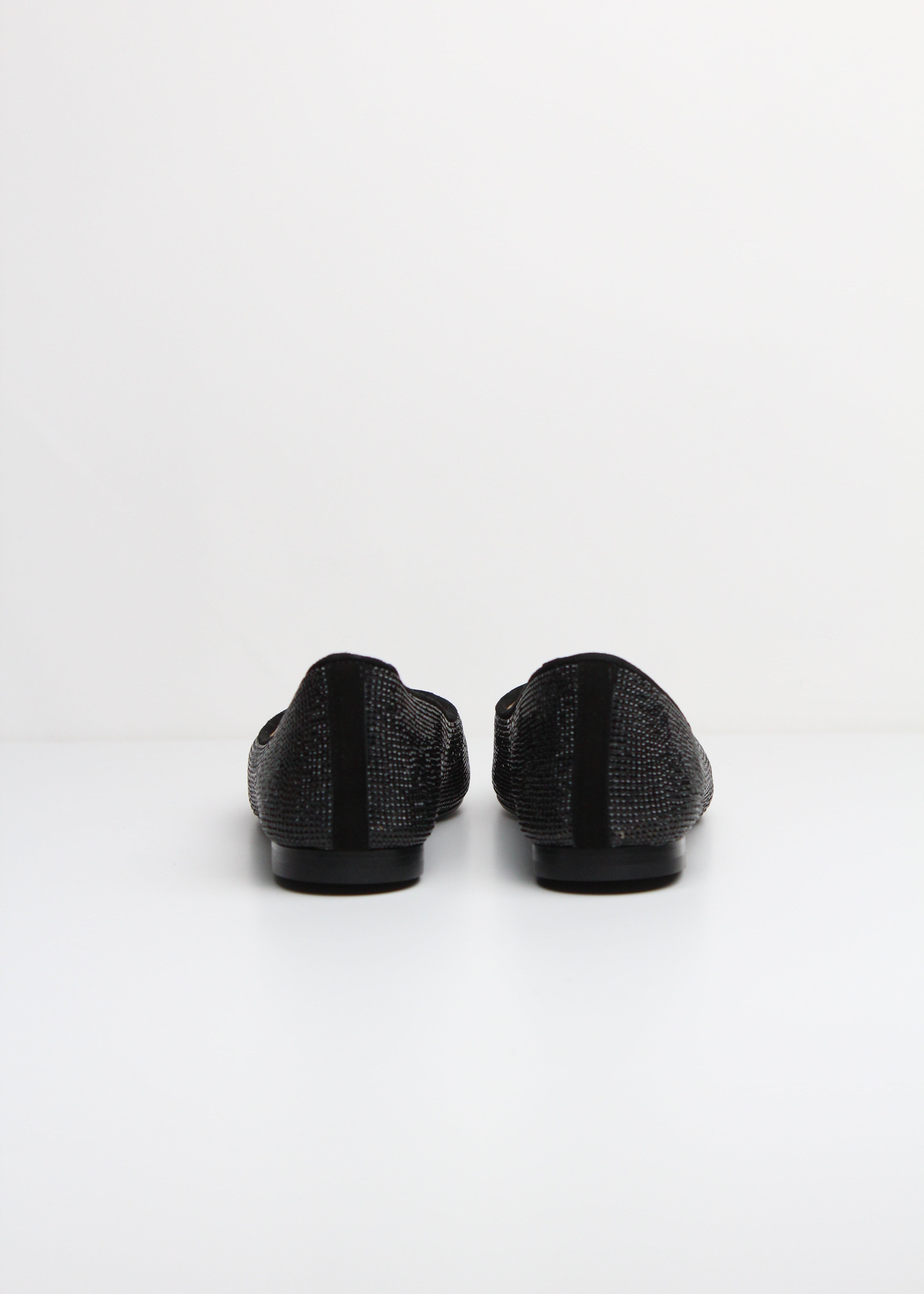 FW25 1821C BALLERINA IN CAMOSCIO NERO CON MICROCRISTALLI
