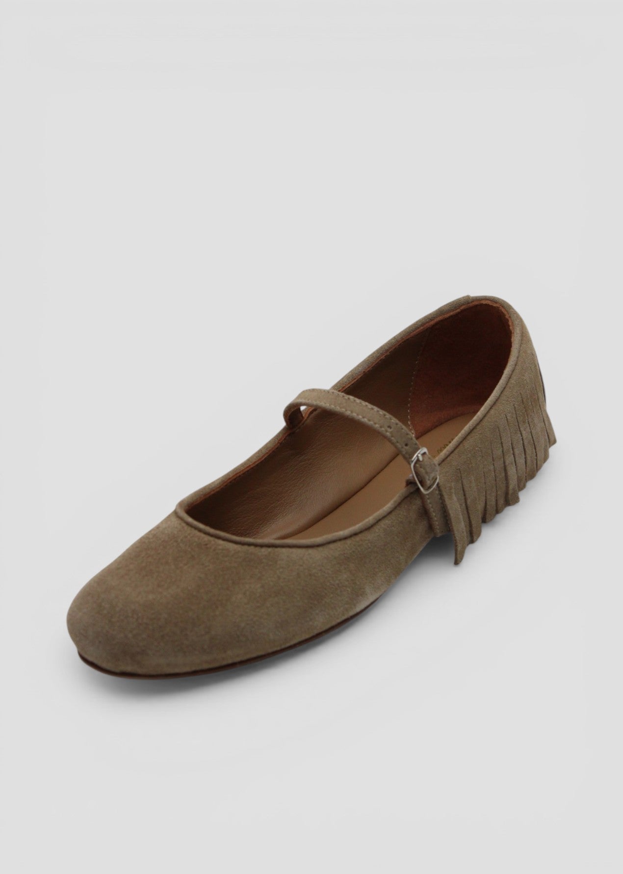SS26-1938 MARY JANE IN VELOUR SABBIA CON FRANGE