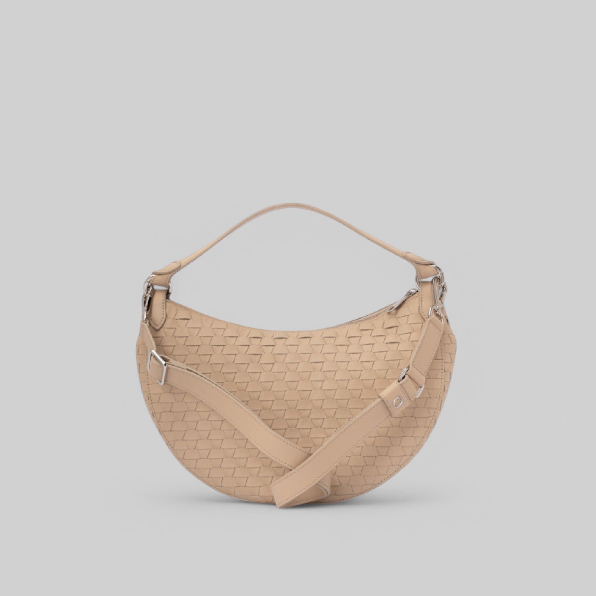 B02183-NWO BORSA DUMPLING M NAPPA WOVEN ORO COL. AVORIO