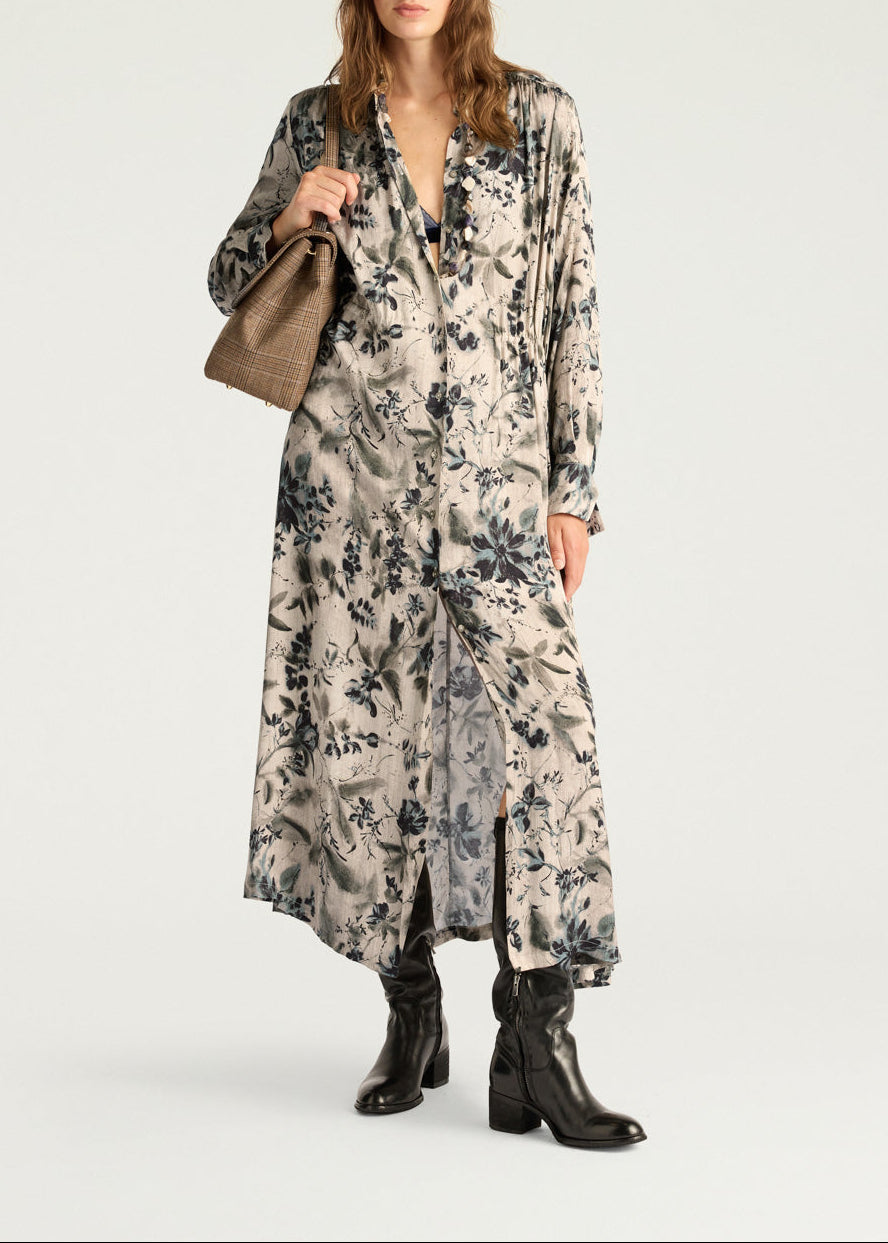 FW25-252MMODR041-252MO03B VESTITO NATALIE IN VISCOSA JAQUARD STAMPATA - MULTICOLOR VERDE