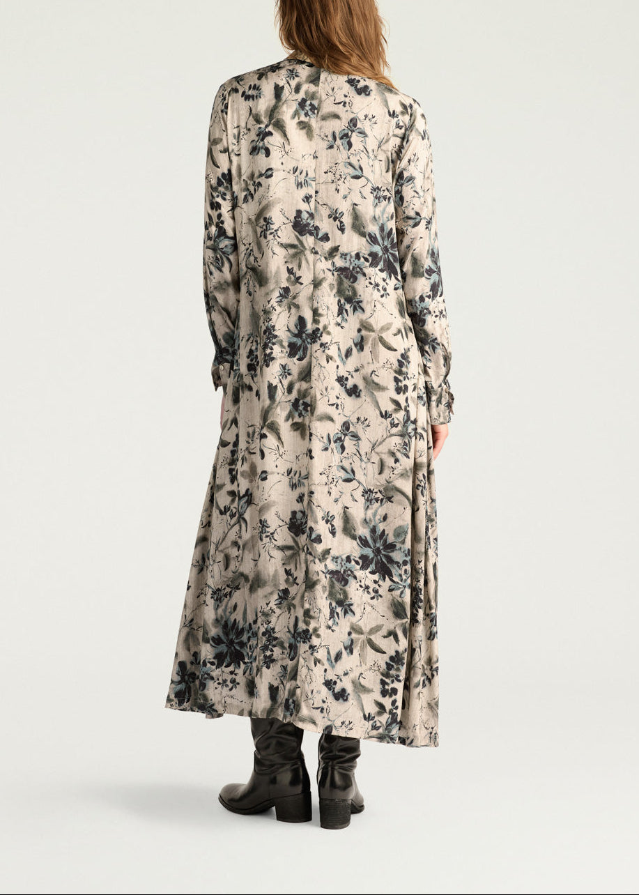 FW25-252MMODR041-252MO03B VESTITO NATALIE IN VISCOSA JAQUARD STAMPATA - MULTICOLOR VERDE