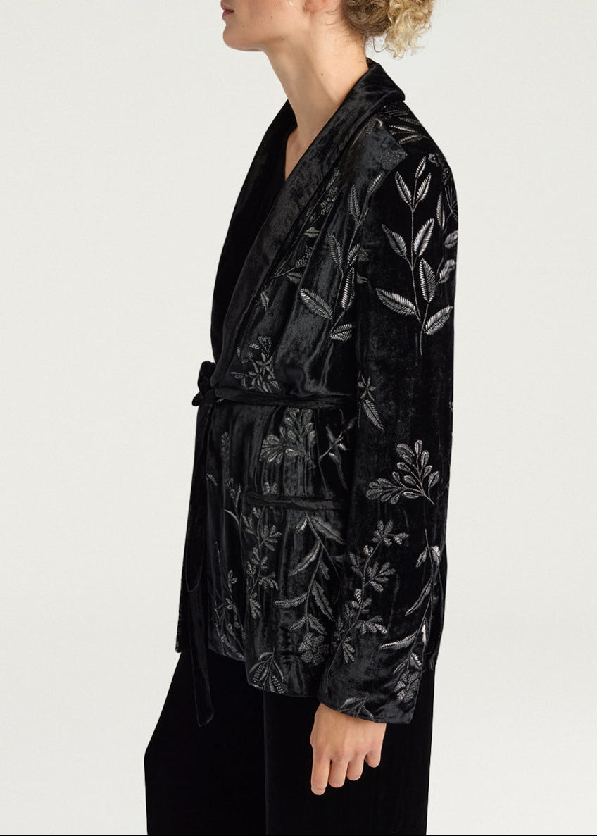 FW25-252MMOJA036_256MO19 GIACCA DAHLIA IN VELLUTO RICAMATO - NERO