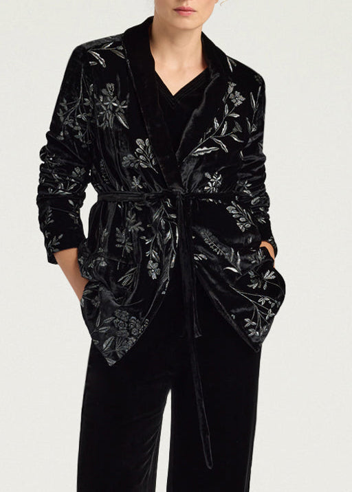 FW25-252MMOJA036_256MO19 GIACCA DAHLIA IN VELLUTO RICAMATO - NERO