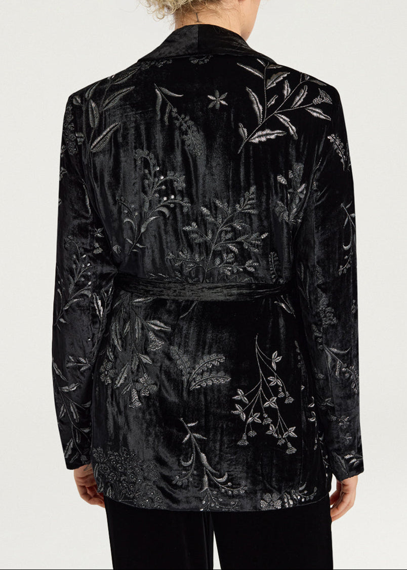 FW25-252MMOJA036_256MO19 GIACCA DAHLIA IN VELLUTO RICAMATO - NERO