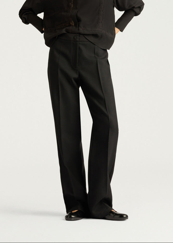 FW25-252MMOPA049_256MO15 PANTALONI BENJAMIN IN CHEVRON DI LANA UNITO - NERO