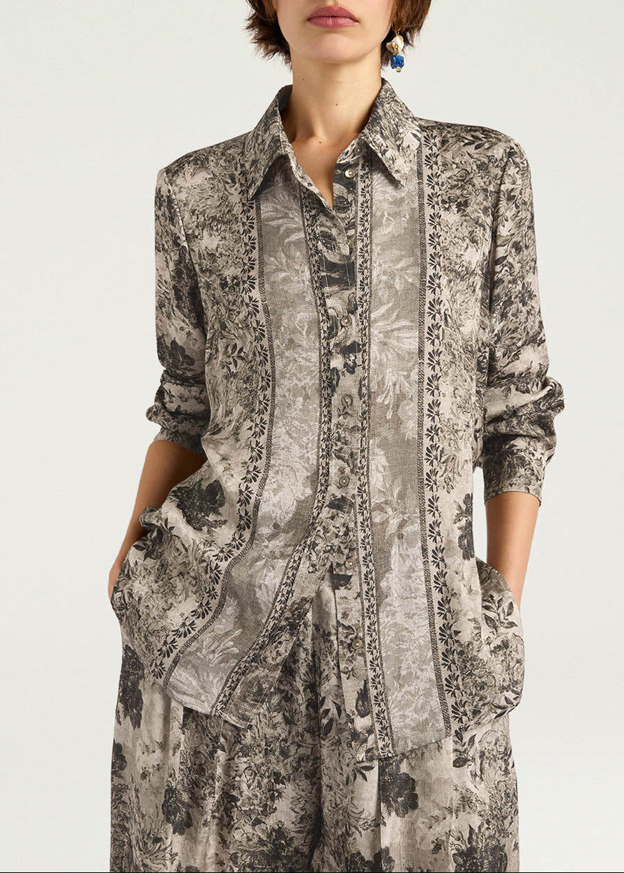 FW25-252MMOSH001_252MO03B CAMICIA ARLES IN VISCOSA JAQUARD STAMPATA - MULTICOLOR VERDONE