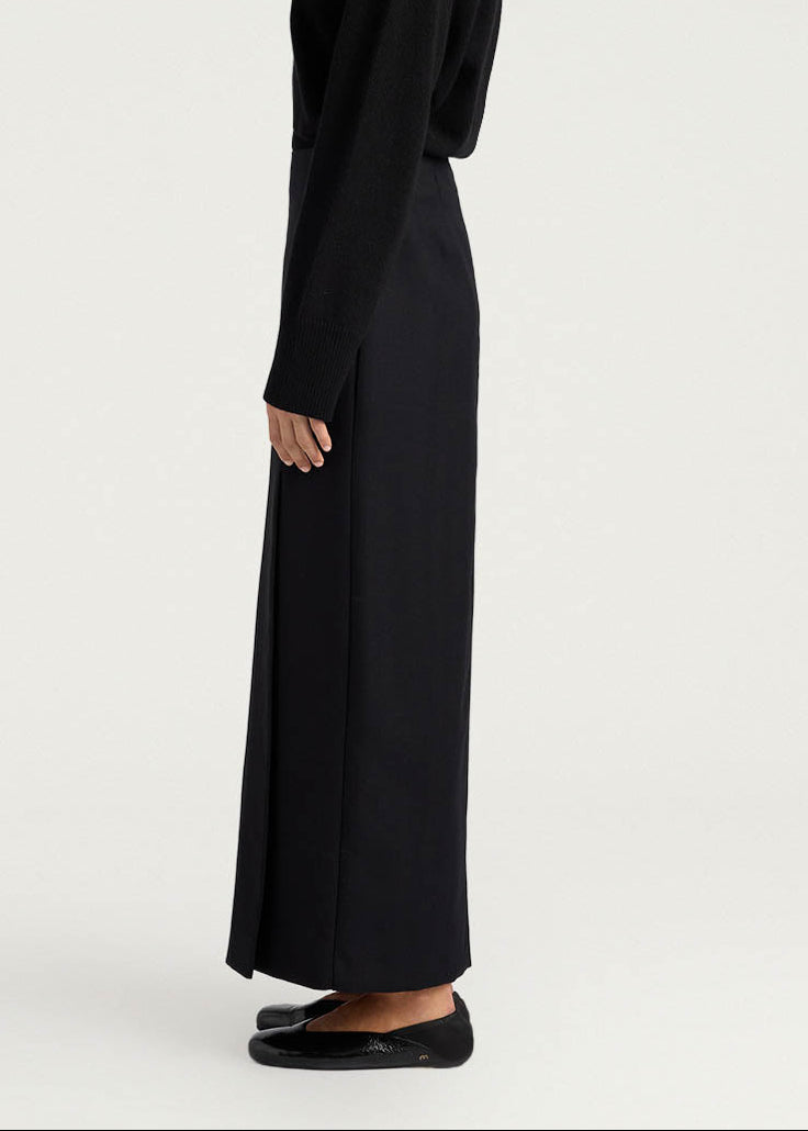 FW25-252MMOSK013_256MO15 GONNA ARIA IN CHEVRON DI LANA UNITO NERO