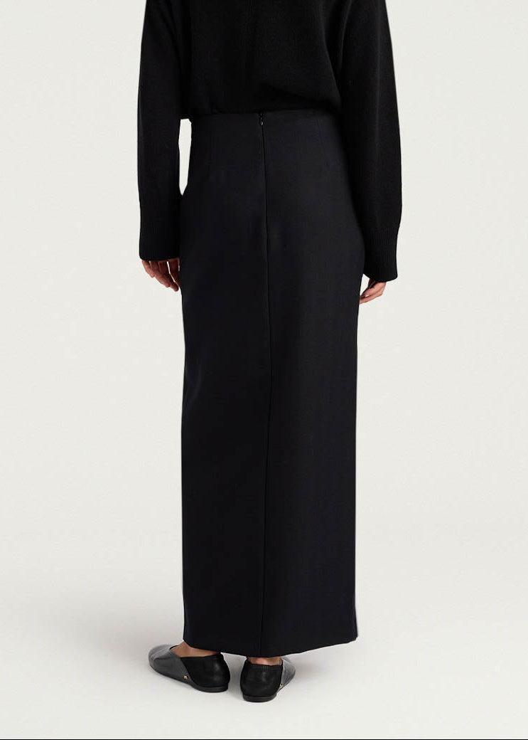 FW25-252MMOSK013_256MO15 GONNA ARIA IN CHEVRON DI LANA UNITO NERO