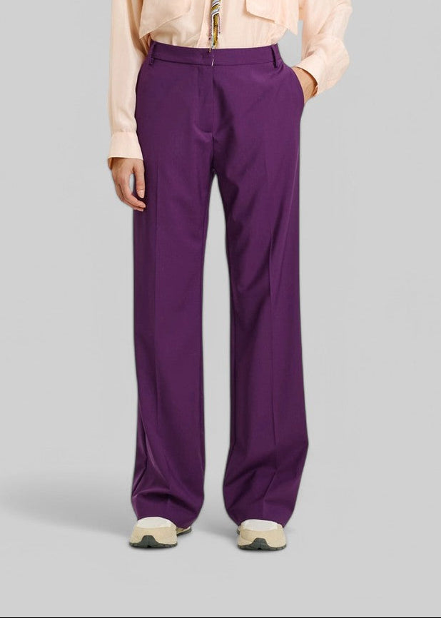 255MMOPA019 PANTALONI MARAJO IN ACETATO SETA UNITO - VIOLA