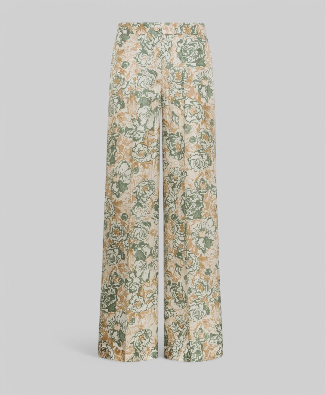 255MMOPA025 PANTALONI CANDEO IN TWILL DI SETA STAMPATA - TABACCO/ACQUA MARINA