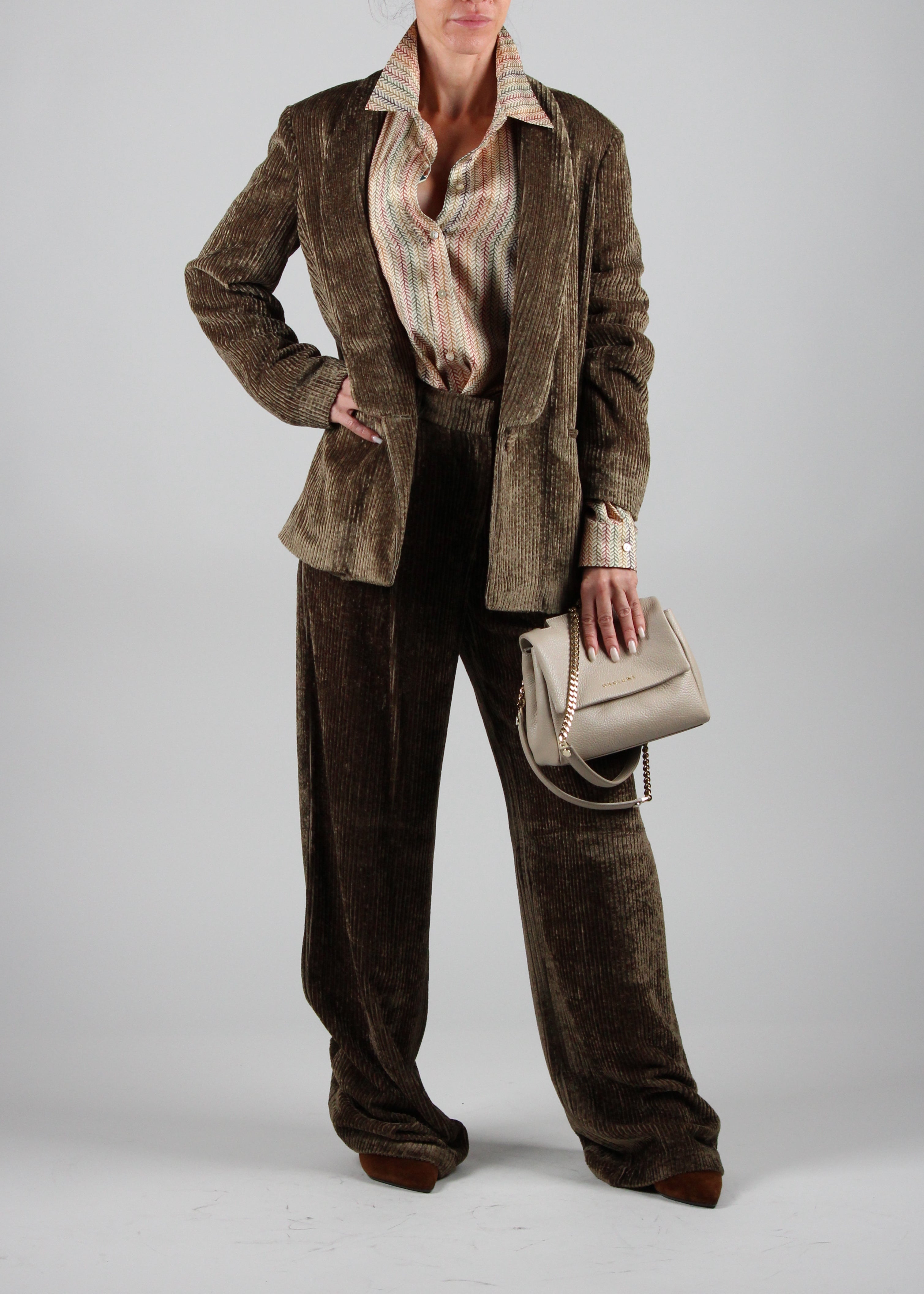 FW25-256MMOPA033_256MO20 PANTALONI BLAKE IN VELLUTO A COSTE FLUIDO - KAKI
