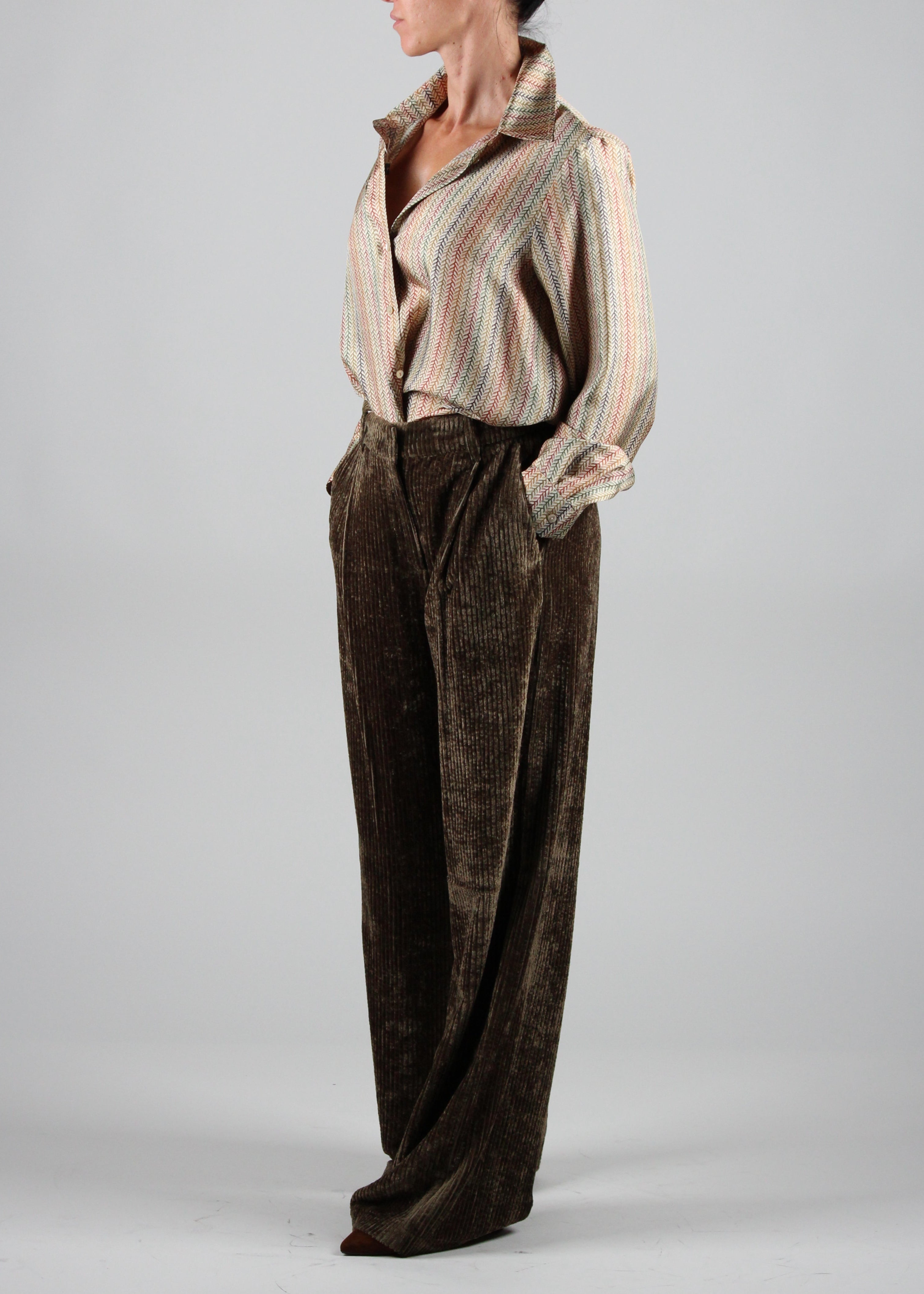 FW25-256MMOSH001_256MO01 CAMICIA ARLES IN TWILL DI SETA STAMPATO - MULTICOLOR BEIGE