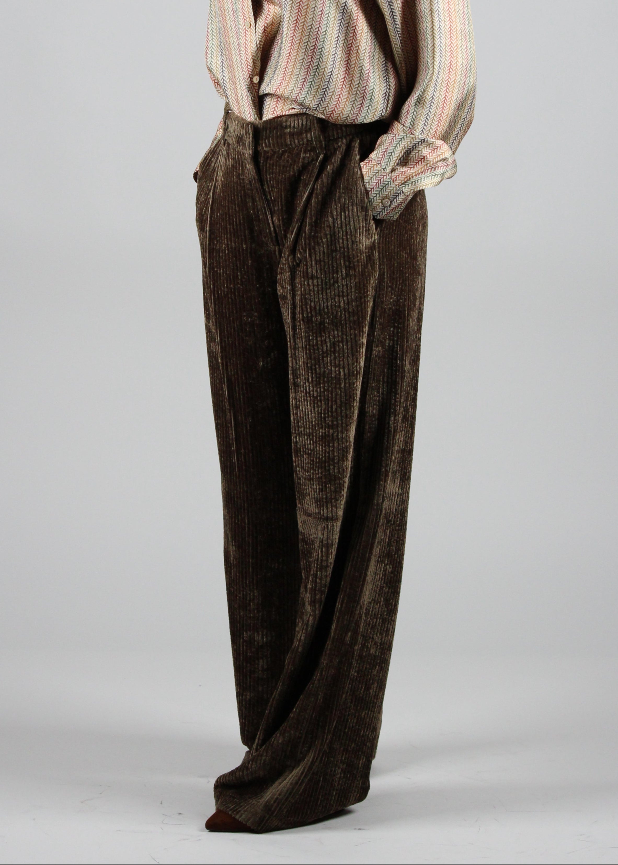 FW25-256MMOPA033_256MO20 PANTALONI BLAKE IN VELLUTO A COSTE FLUIDO - KAKI