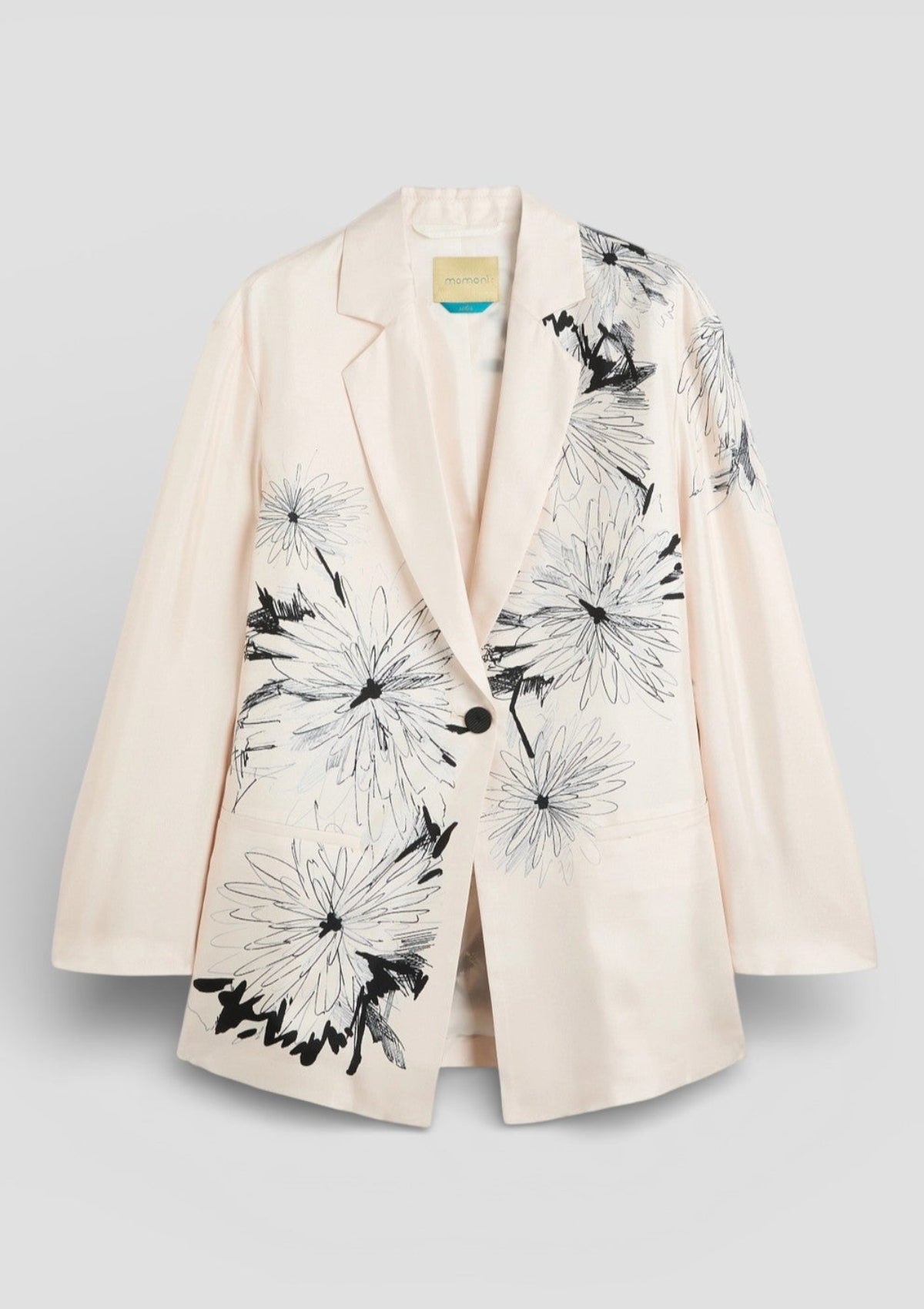 SS26-265MMOJA001_265MO02 GIACCA ZUNI IN TWILL CON STAMPA PIAZZATA - BIANCO/NERO