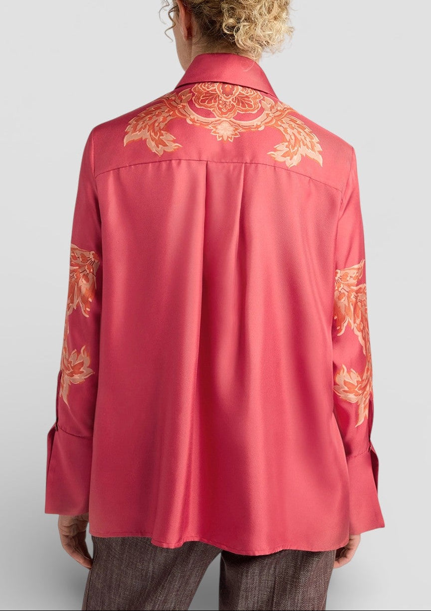 SS26-265MMOSH005_265MO02 CAMICIA NINA IN TWILL CON STAMPA PIAZZATA - LOBSTER
