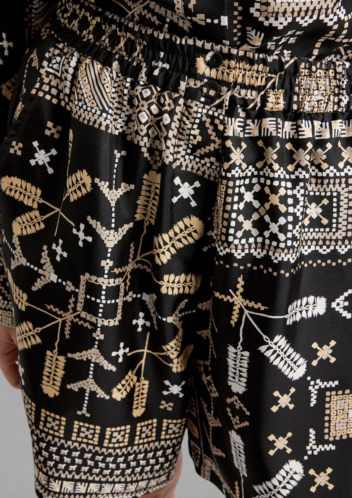 SS26-265MMOST001_265MO01 SHORTS TUMBLE IN TWILL DI SETA STAMPATO - MULTICOLOR NERO