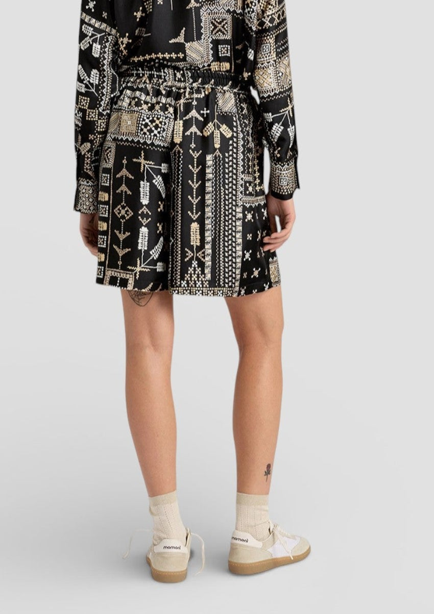 SS26-265MMOST001_265MO01 SHORTS TUMBLE IN TWILL DI SETA STAMPATO - MULTICOLOR NERO