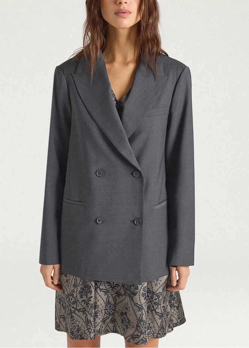 MOJA012-26622MO-0932 GIACCA ROSEMARY IN TESSUTO FRESCO DI LANA STRETCH - GRIGIO ANTRACITE