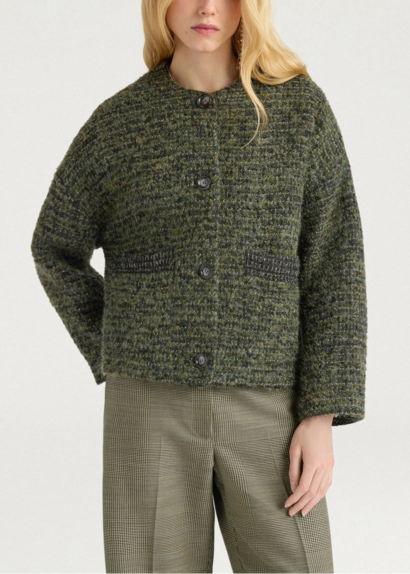 MOJA039-26652MO-0751 GIACCA MOSARA IN LANA E LUREX - VERDE MIRTO