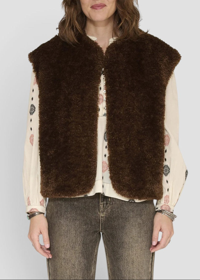 GINA GILET ORSETTO DONNA BROWN