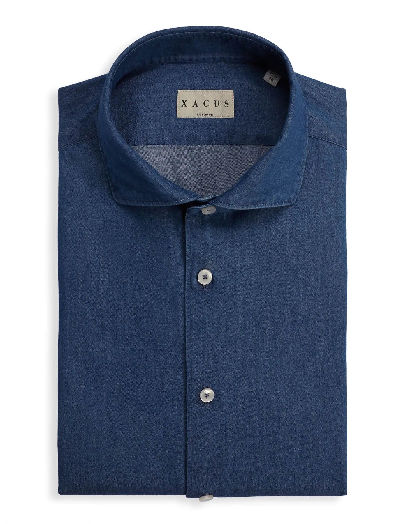 742ML CAMICIA COLLO FRANCESE TINTA UNITA TELA BLUE JEANS