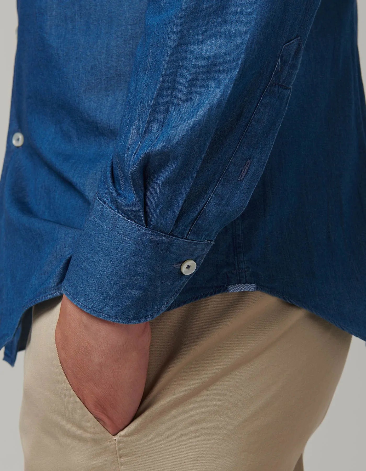 742ML CAMICIA COLLO FRANCESE TINTA UNITA TELA BLUE JEANS
