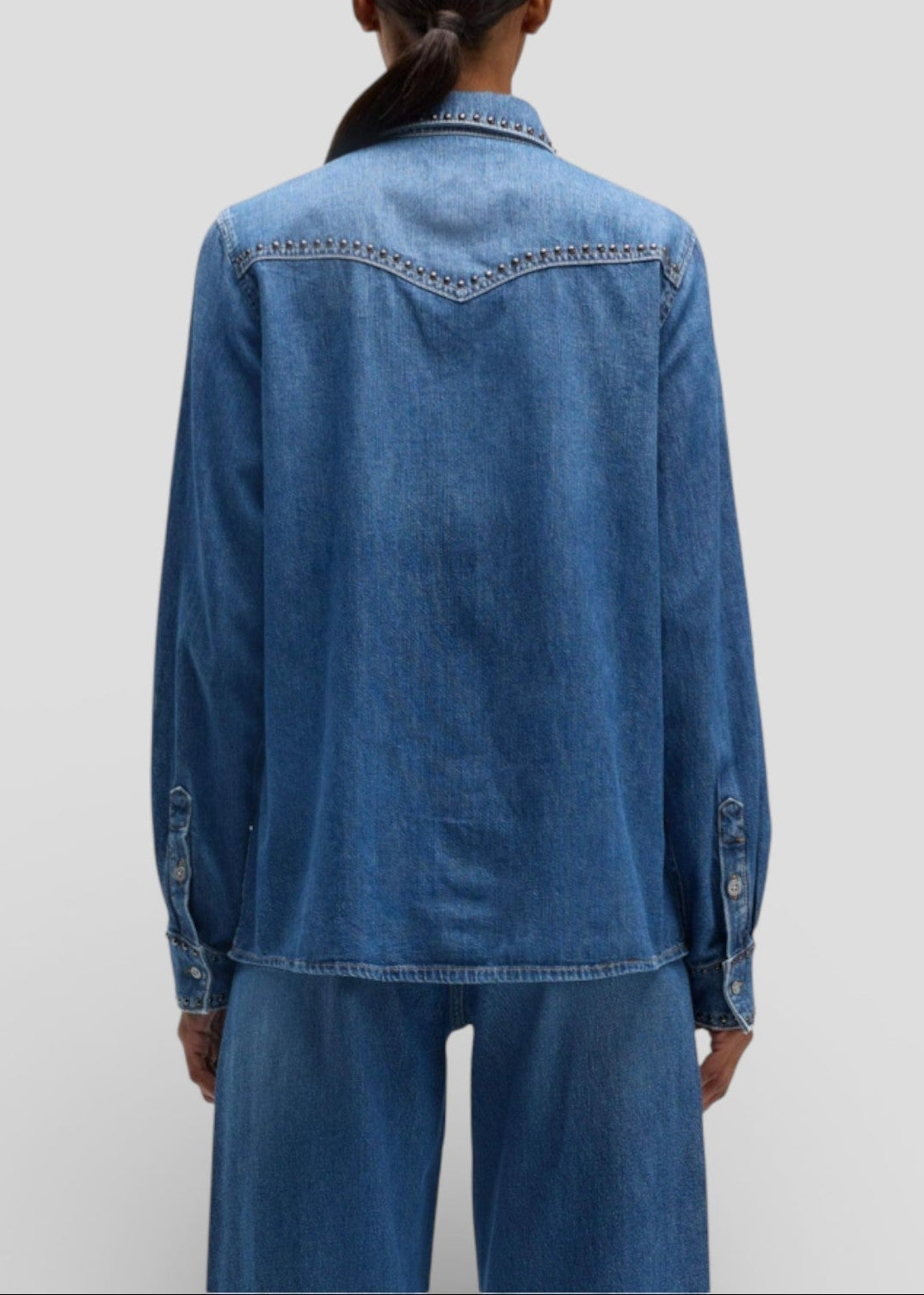 SS26-7U84TC21-U721C CAMICIA WESTERN SHIRT STREET WISE WITH STUDS COLORE DENIM MEDIO