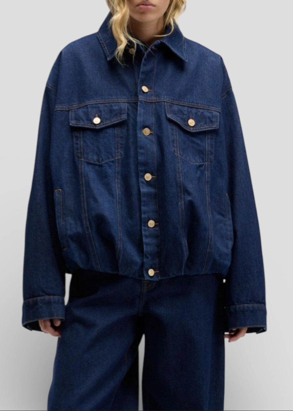 SS26-7U5E0E48-U71ZI GIACCA GATHERED JACKET INDIGO SOUL COLORE DENIM SCURO