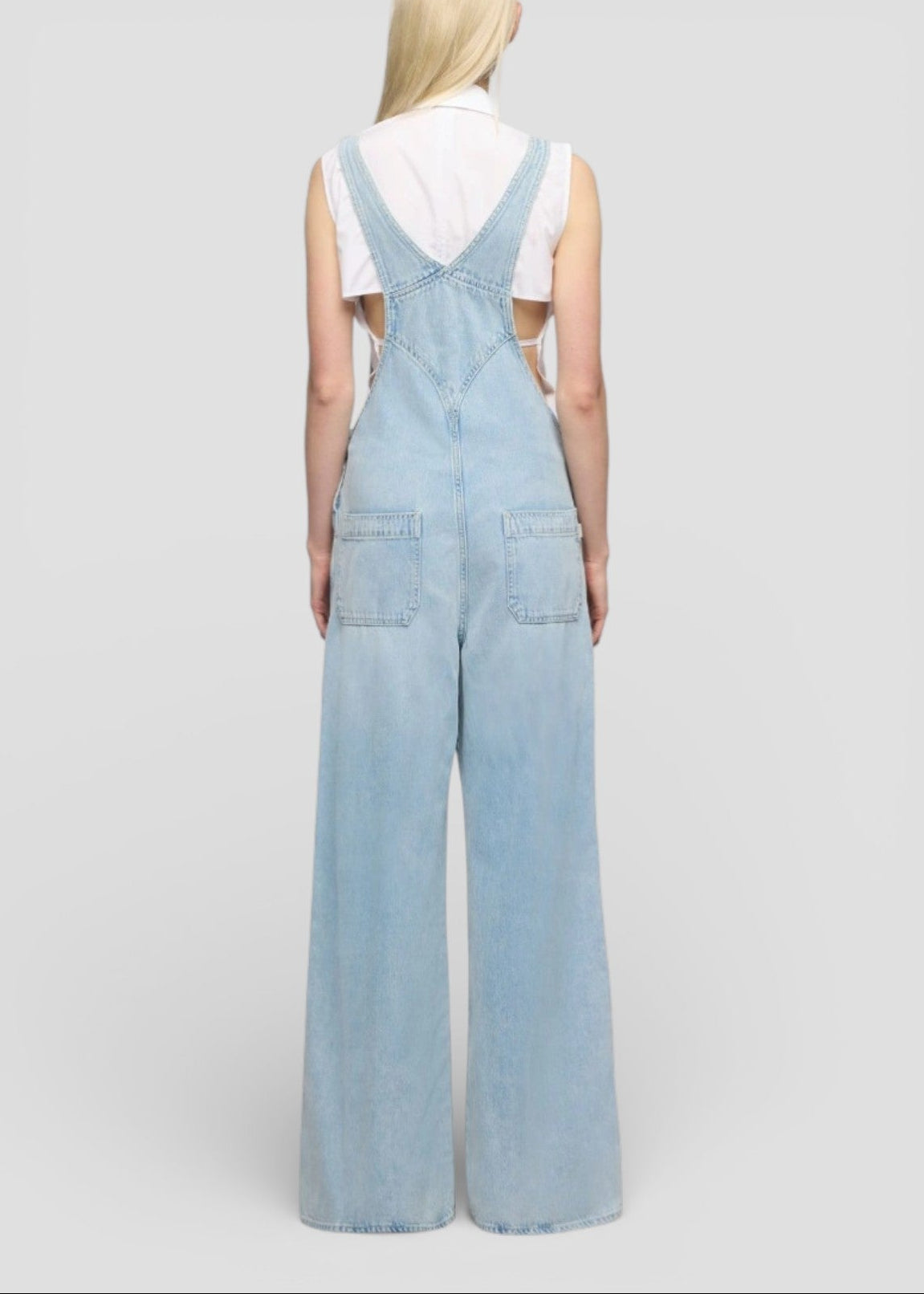 SS26-7U8A0555-U73DP JEANS DUNGARESS WIDE LEG SUNLOVER COLORE DENIM