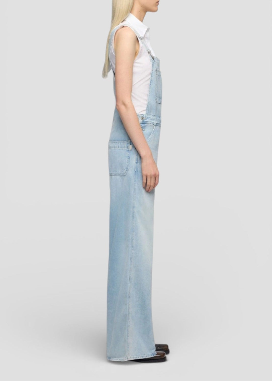 SS26-7U8A0555-U73DP JEANS DUNGARESS WIDE LEG SUNLOVER COLORE DENIM