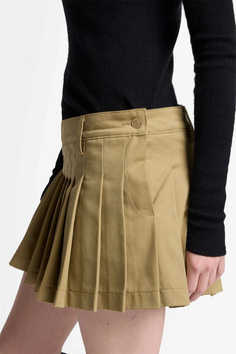 FW25-7UZ60F07 GONNA PLEATED MINI SKIRT TWILL SAND STORM