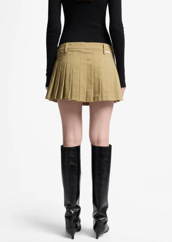 FW25-7UZ60F07 GONNA PLEATED MINI SKIRT TWILL SAND STORM