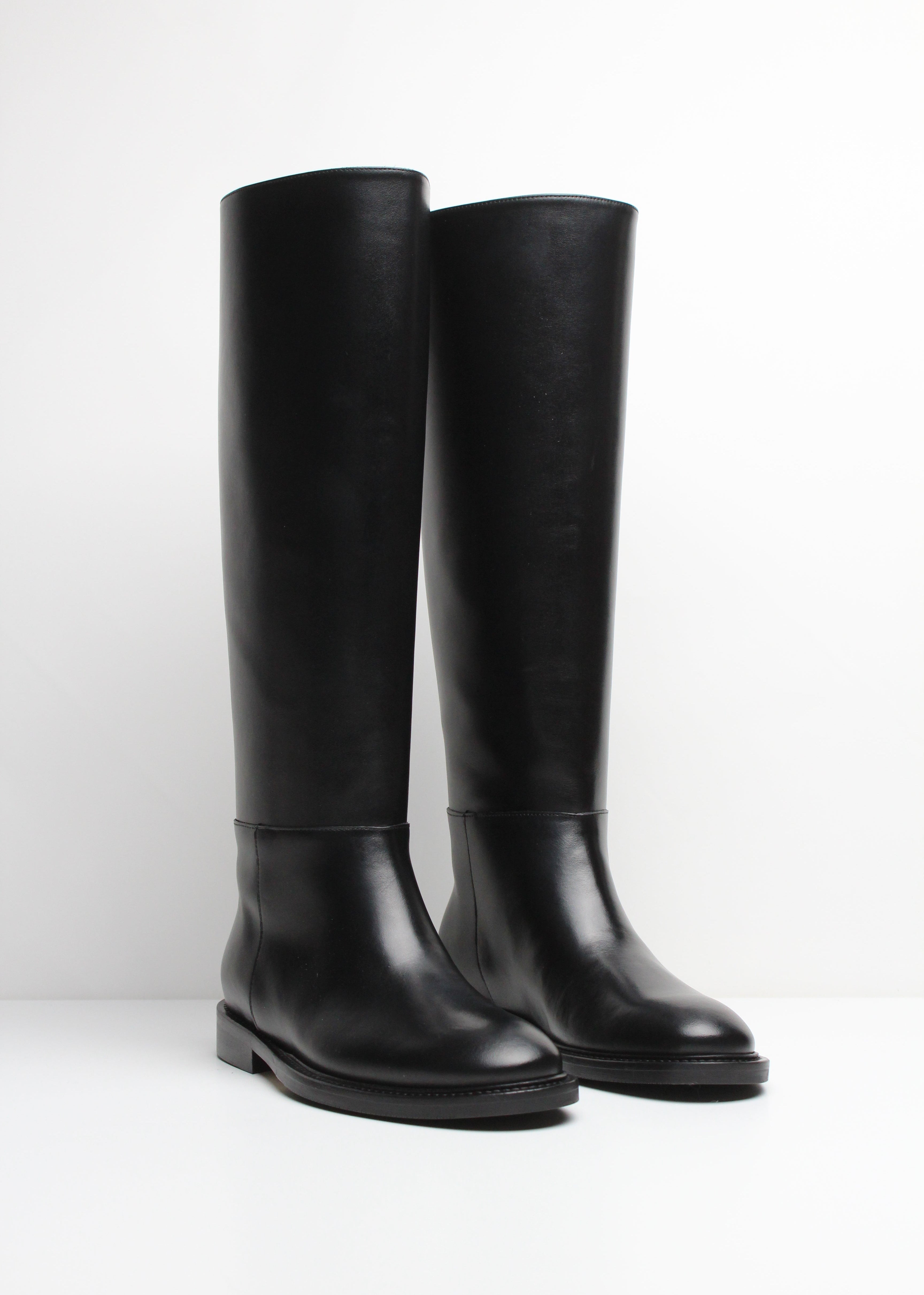 FWS25 9893 STIVALE CAVALLERIZZA IN PELLE NERO