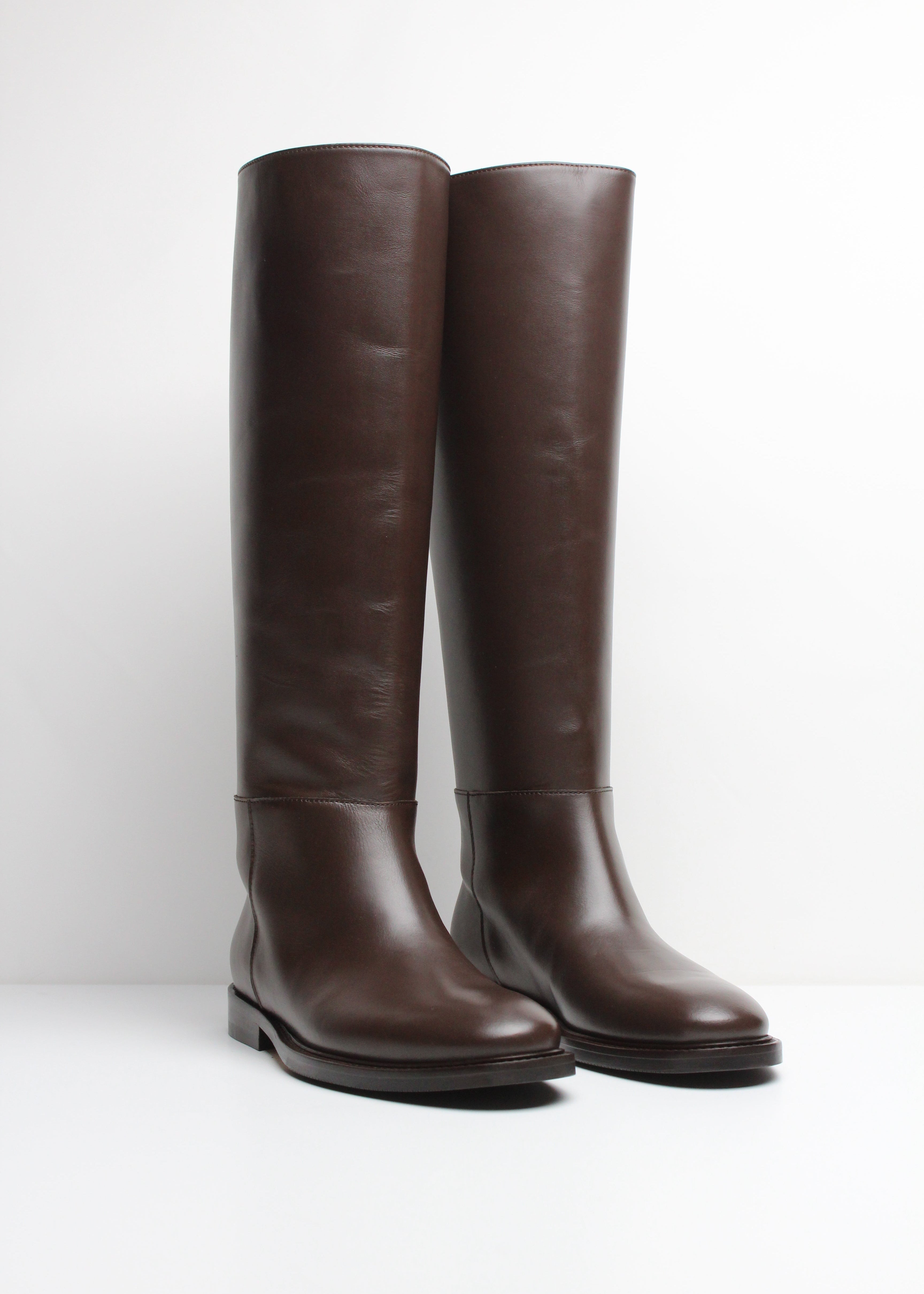 FWS25 9893 STIVALE CAVALLERIZZA IN PELLE TESTA DI MORO