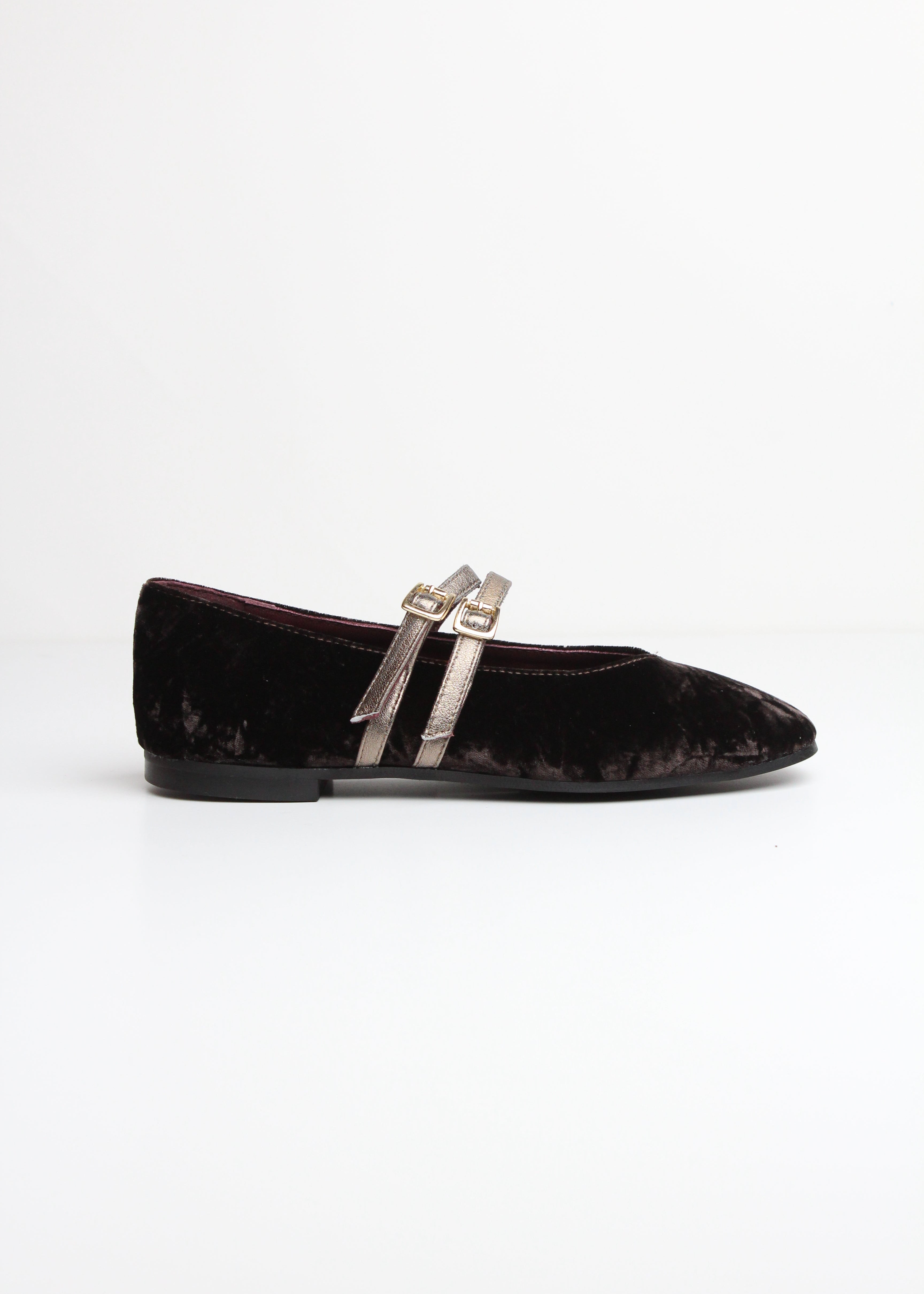 FW25-991 BALLERINA IN CAMOSCIO TESTA DI MORO CON DOPPIO CINTURINO – VERSILIA | MADE IN ITALY