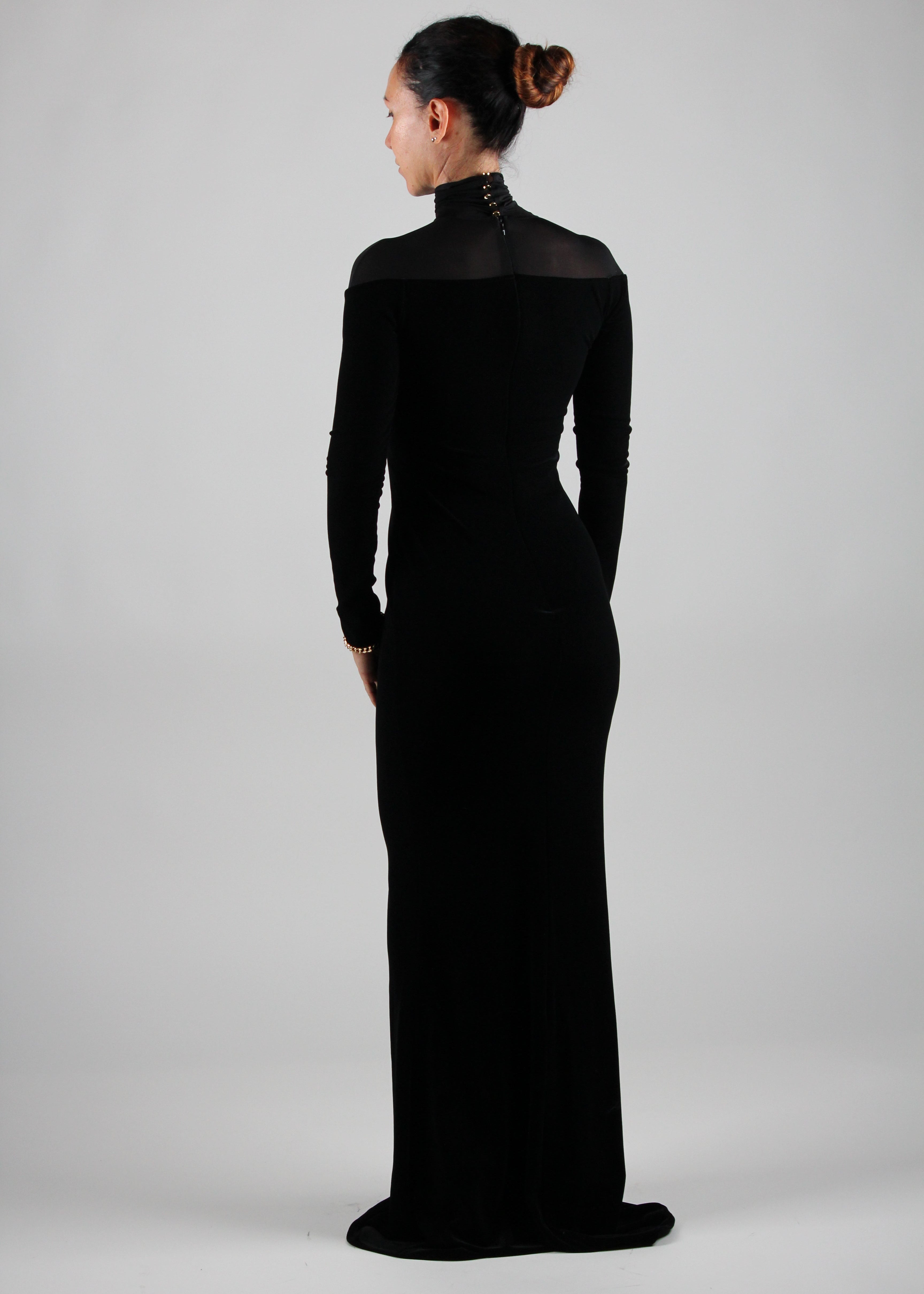 FW25-ABR4257E2 ABITO RED CARPET IN VELLUTO E JERSEY COLORE NERO