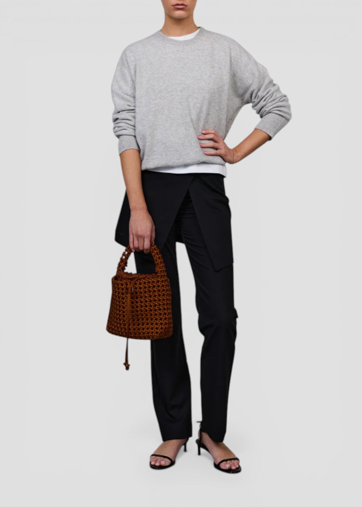 MRR21435.063 BORSA IN NEOPRENE BASKET OPEN WEAVE AFFOGATO SATIN