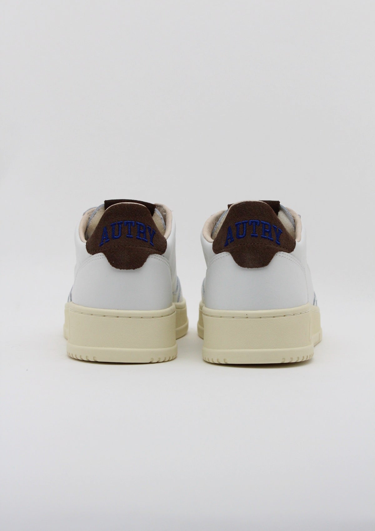 AULM HJ03 SNEAKERS UOMO AUTRY MEDALIST LOW (AULM) - BIANCO / DETTAGLIO MARRONE SCURO / CREMA