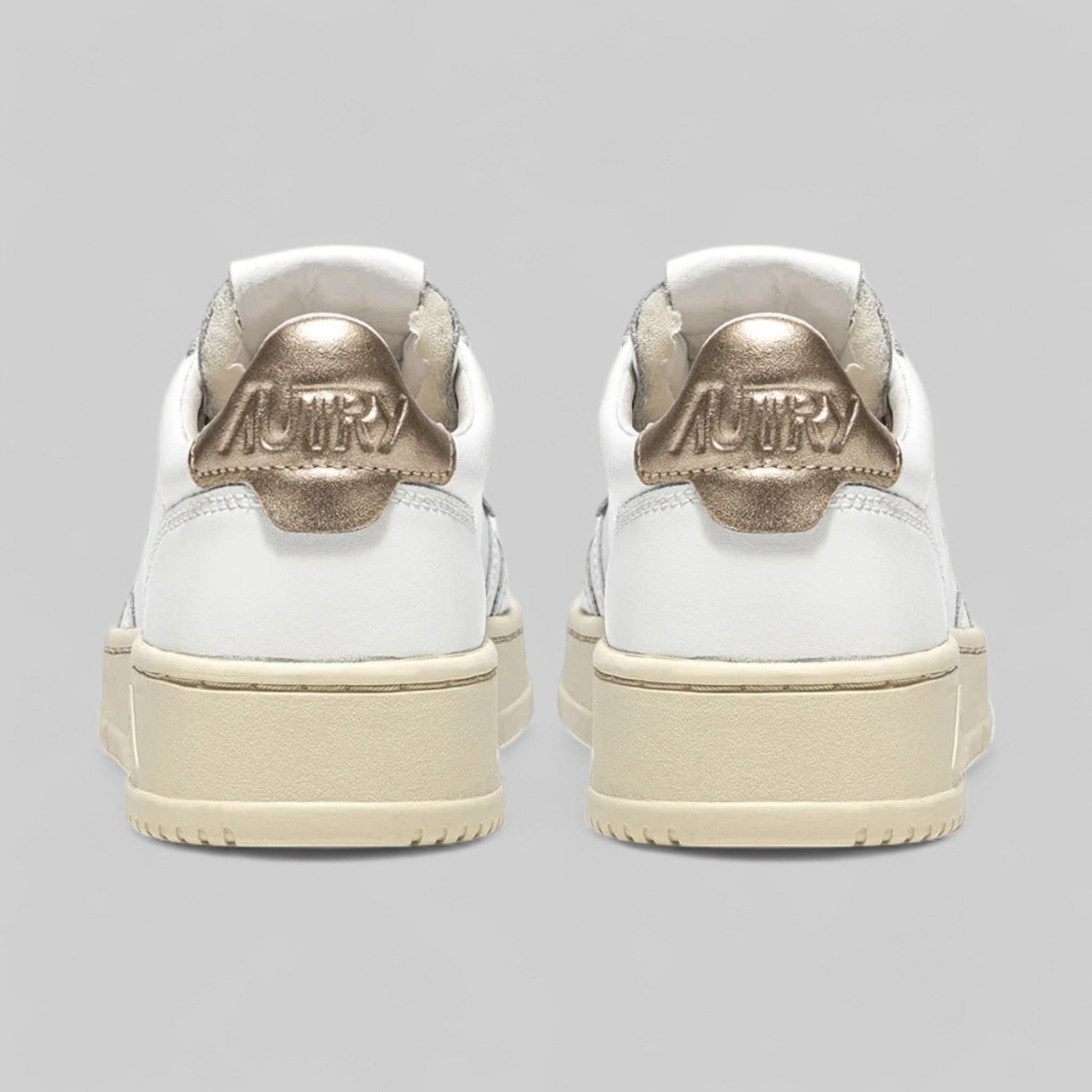 AULW-LL06 SNEAKERS MEDALIST LOW IN PELLE BIANCA E METALLIZZATA ORO
