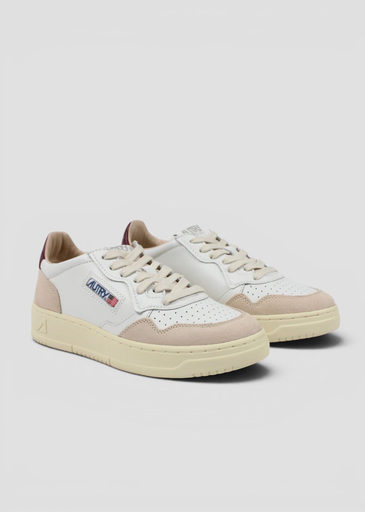AULW-LS03 SNEAKERS DONNA MEDALIST LEAT/SUEDE WHT/BURGUND
