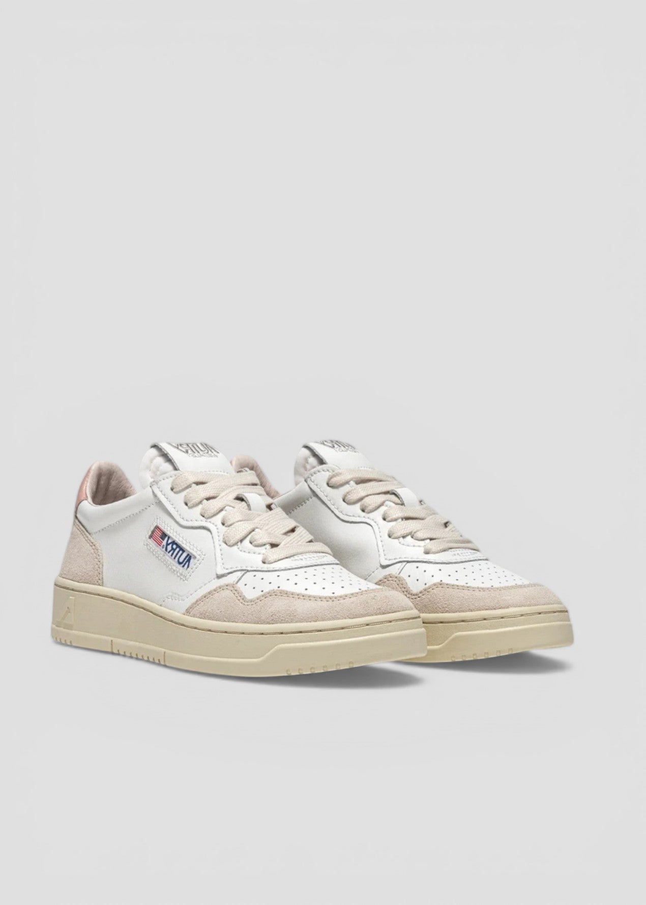 SNEAKERS AULW-LS37 MEDALIST LOW IN PELLE BIANCA E POWDER E SUEDE BEIGE