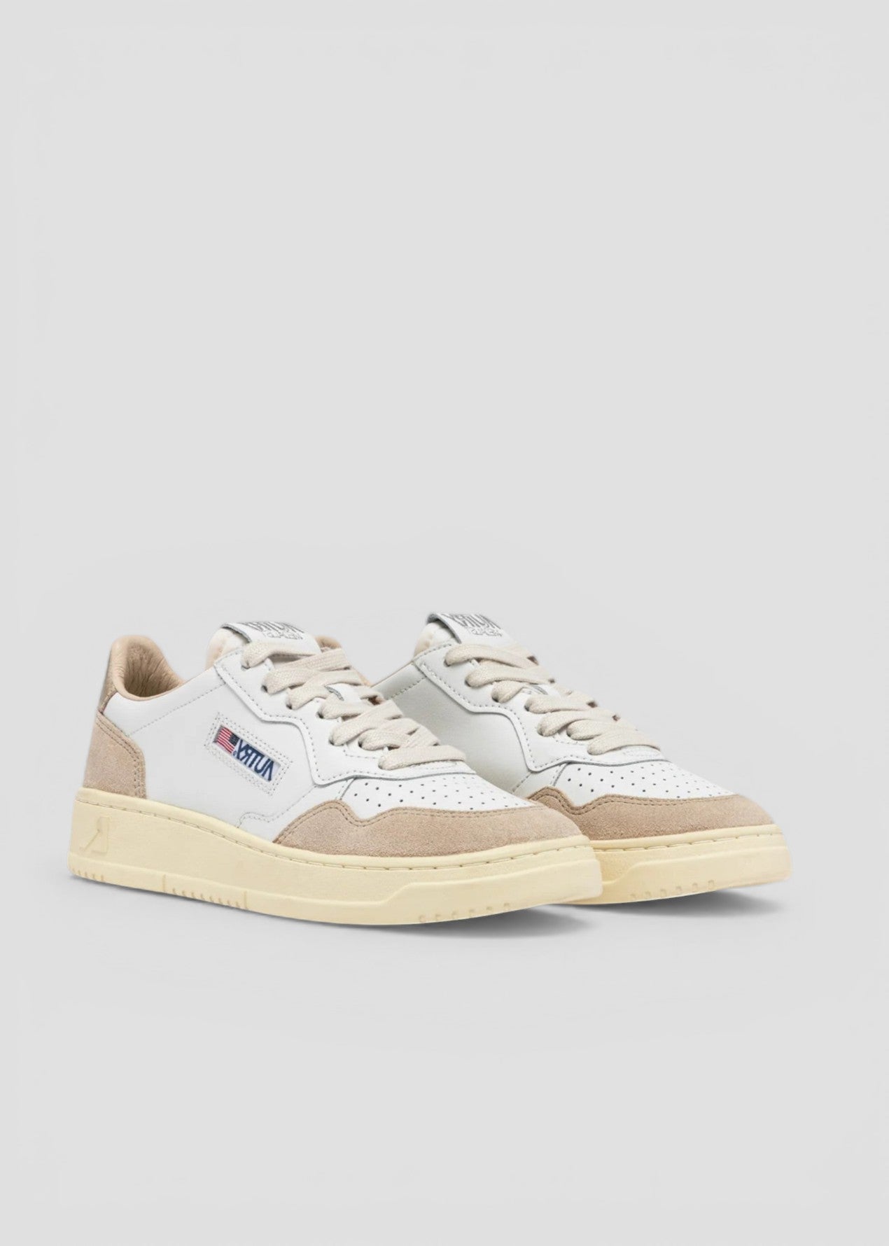 SNEAKERS AULW-LS75 MEDALIST LOW IN PELLE E SUEDE BIANCA E ORO