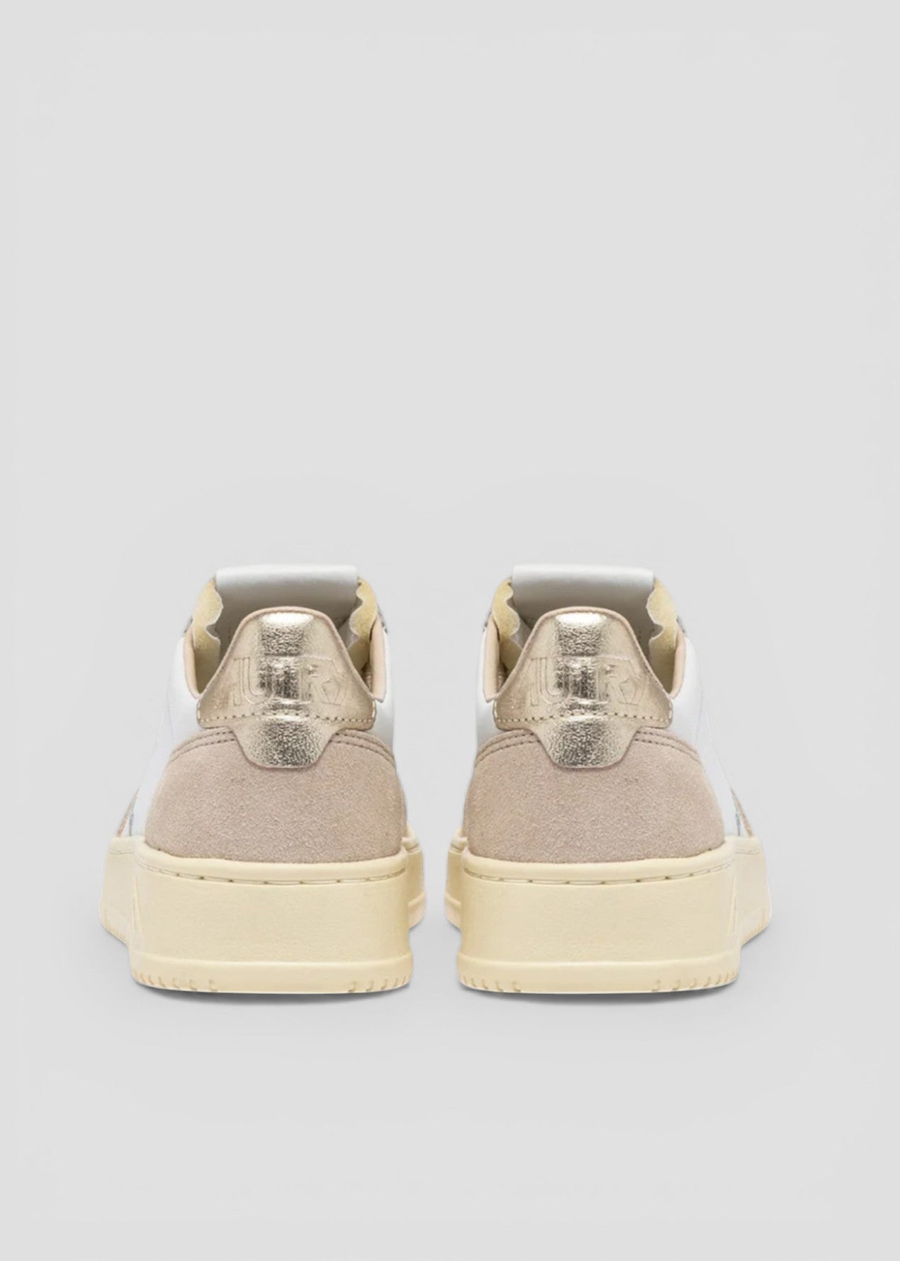 AULW-LS75 SNEAKERS DONNA MEDALIST LOW IN PELLE E SUEDE BIANCA E ORO