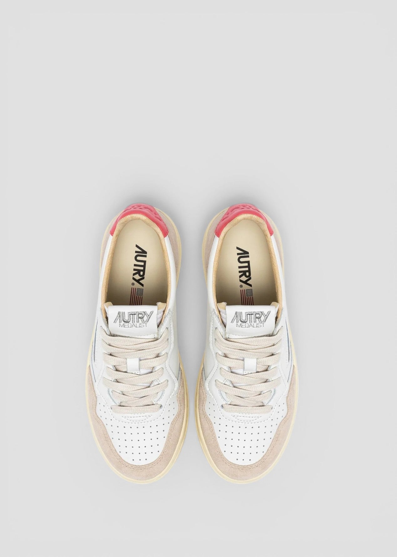 AULW-LS78 SNEAKERS DONNA MEDALIST LOW IN LEAT/SUEDE WHT/TEAROSE