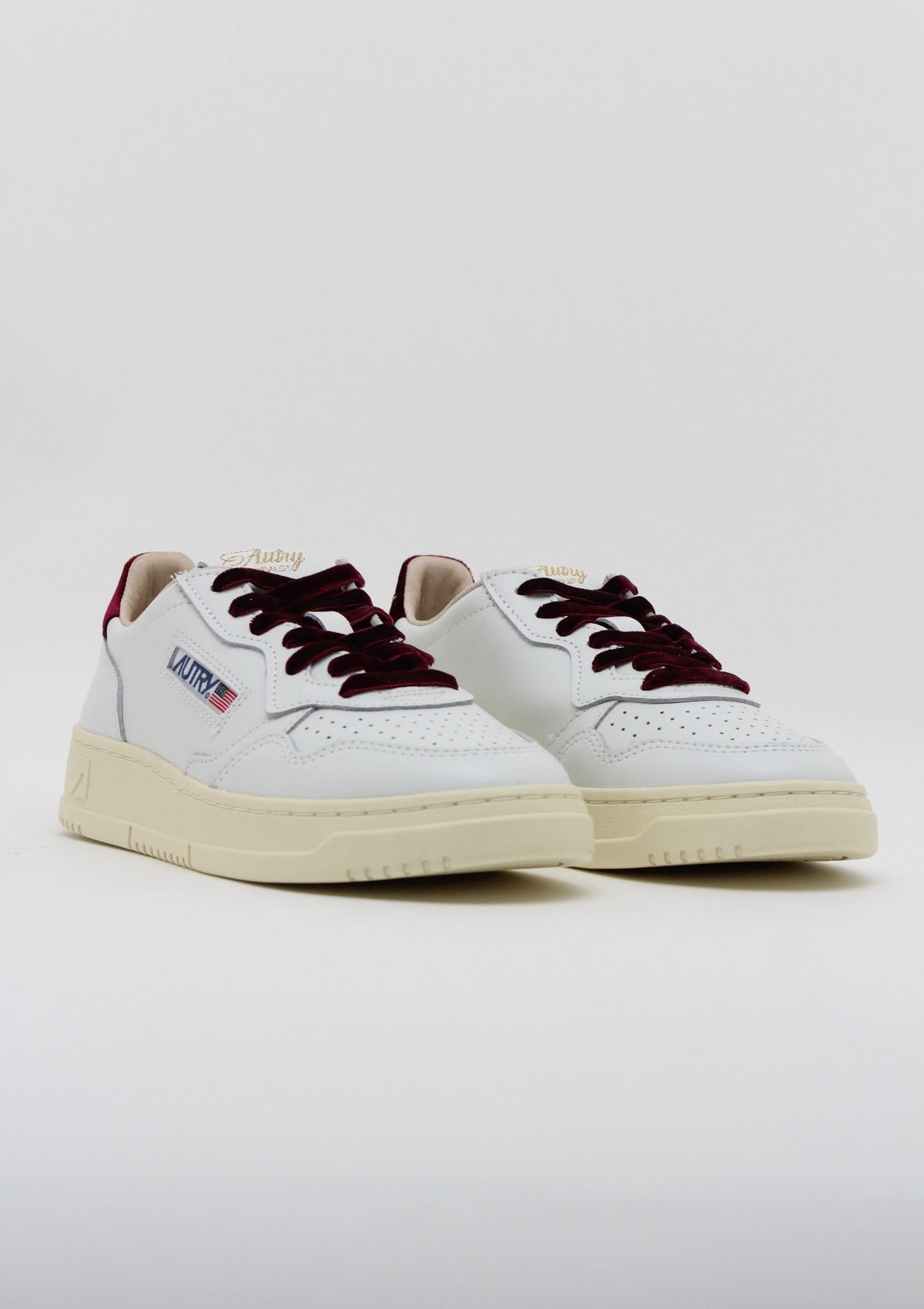 AULW VZ01 SNEAKERS DONNA AUTRY MEDALIST MID - BIANCO/BORDEAUX CON LACCI IN VELLUTO