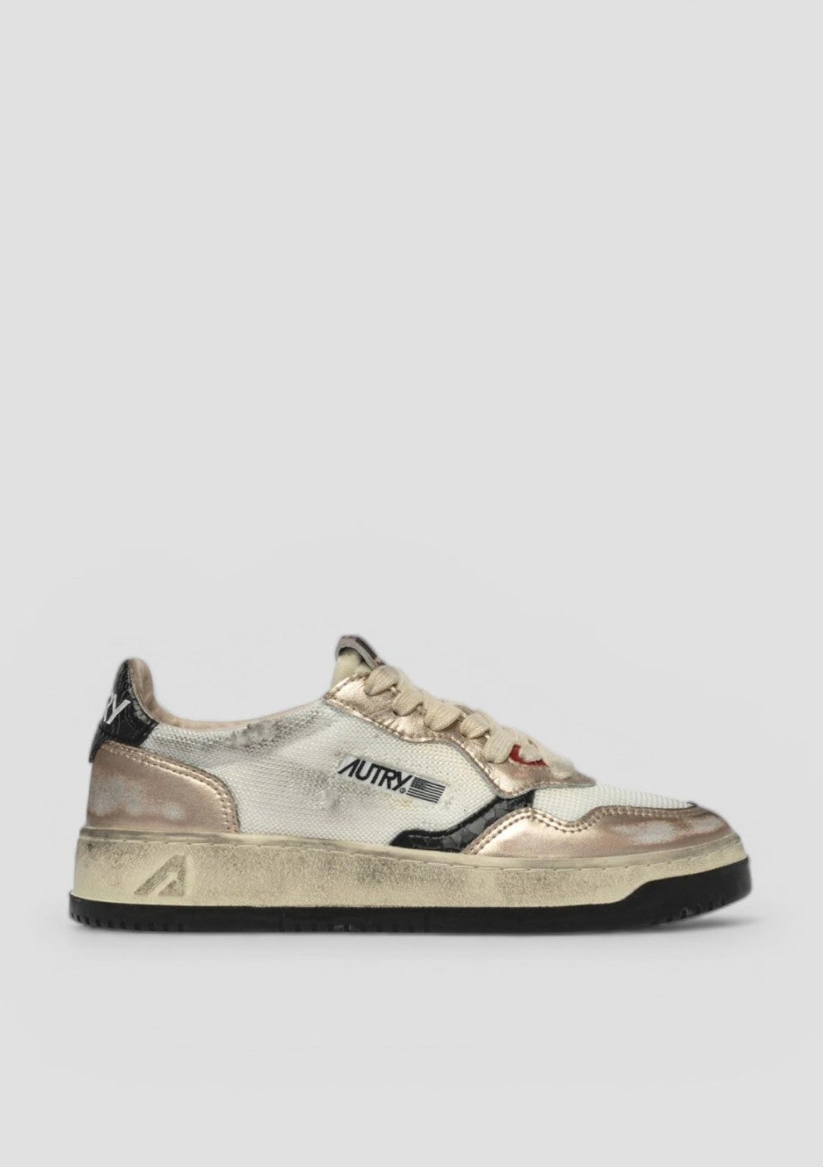 SS26-AVLM-MS09 SUPER VINTAGE UOMO MESH/SUEDE WHT/GOLD