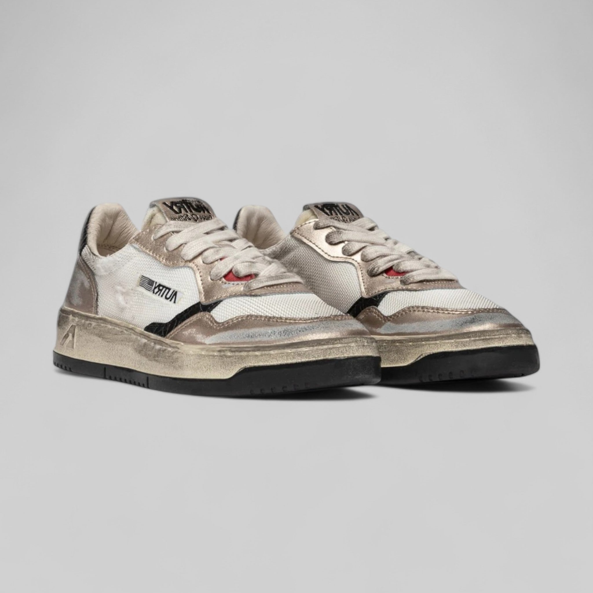 SNEAKERS AVLW-MS09 SUPER VINTAGE LOW MESH/SUEDE WHT/GOLD