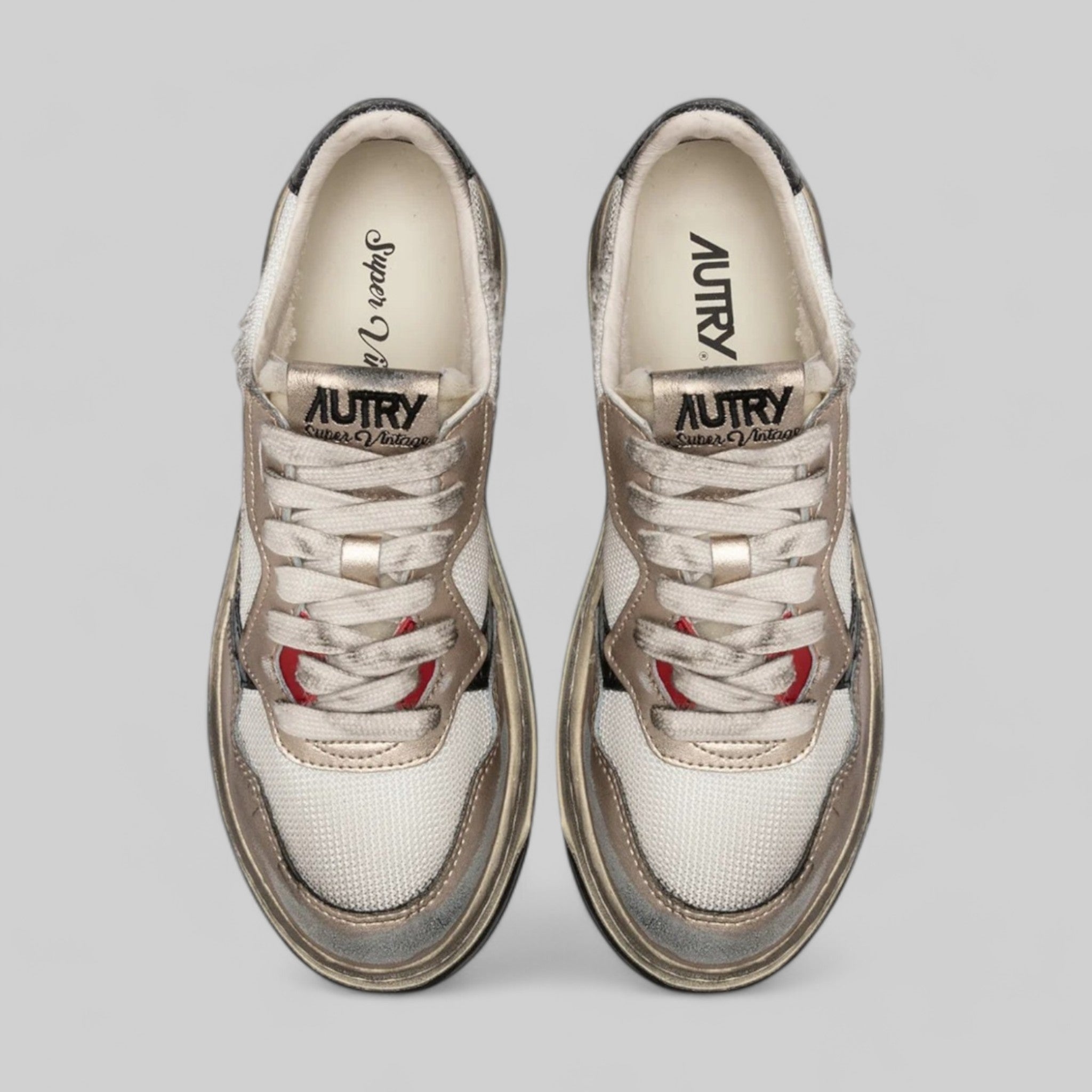 SNEAKERS AVLW-MS09 SUPER VINTAGE LOW MESH/SUEDE WHT/GOLD