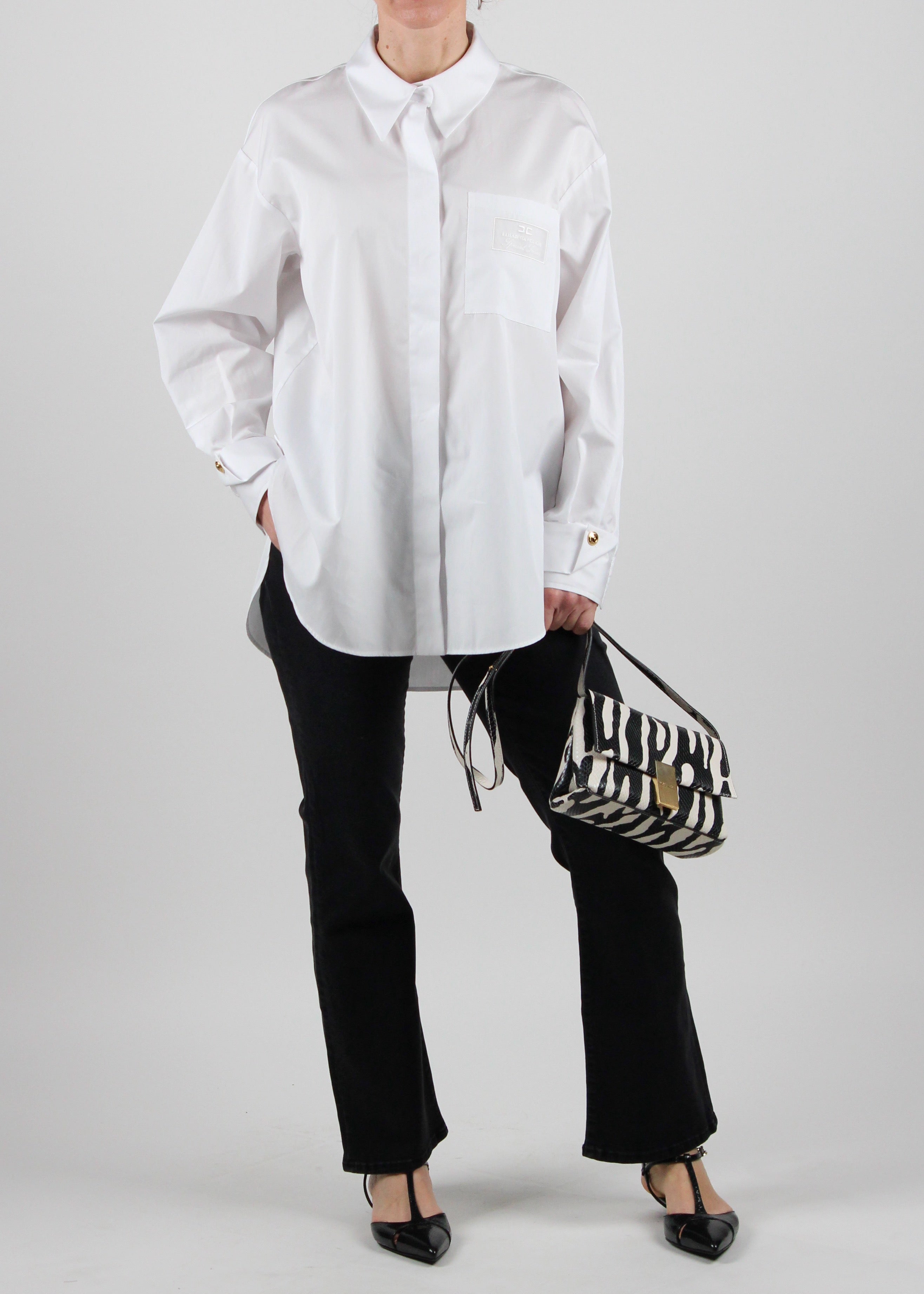 CA09251E2 CAMICIA IN POPELINE CON TASCHINO RICAMATO COL. BIANCO