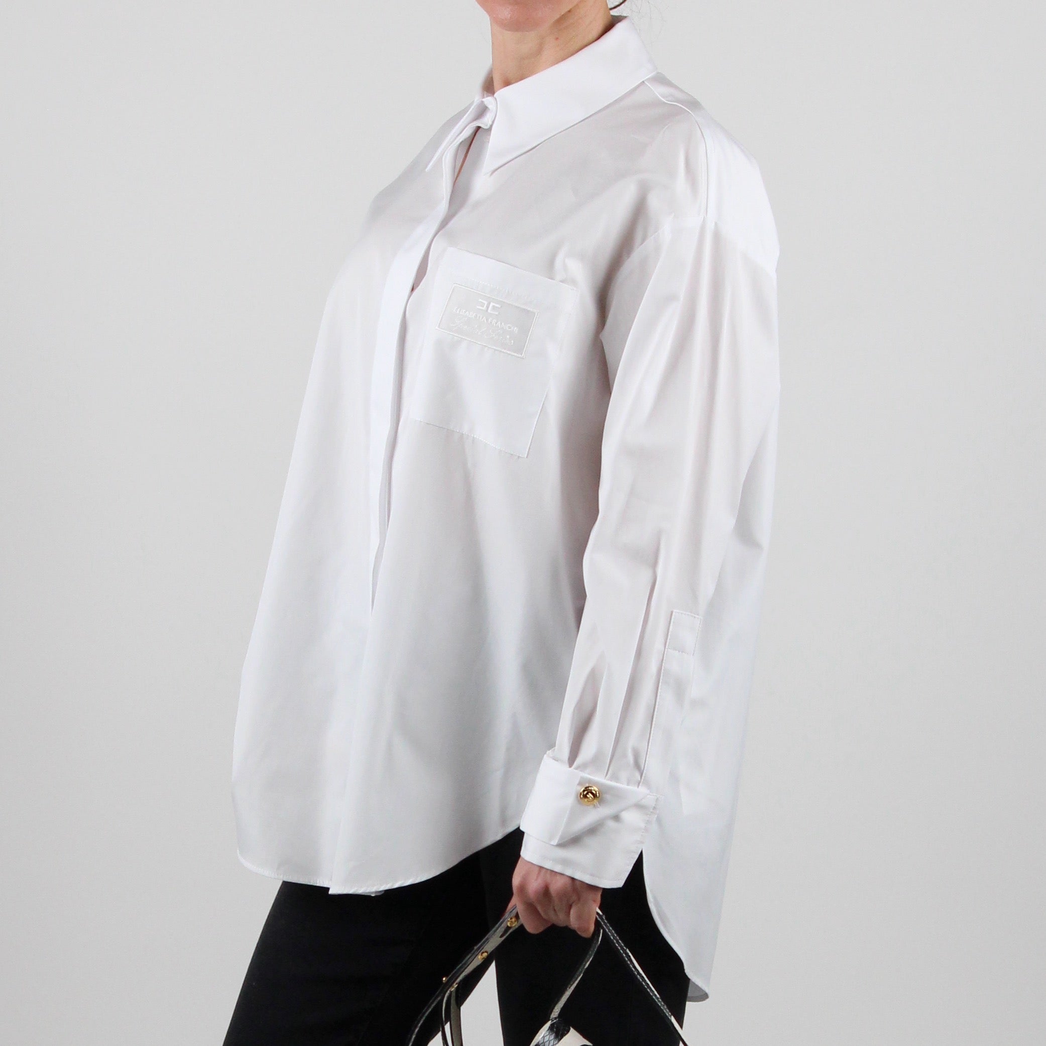 CA09251E2 CAMICIA IN POPELINE CON TASCHINO RICAMATO COL. BIANCO